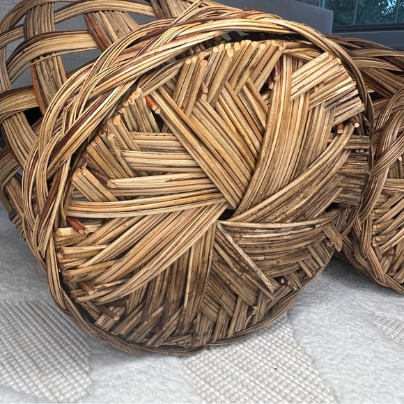 VTG Wicker Basket Planter Braided Woven Cachepot MCM Boho Cottage Set of 3 - Picture 9 of 17